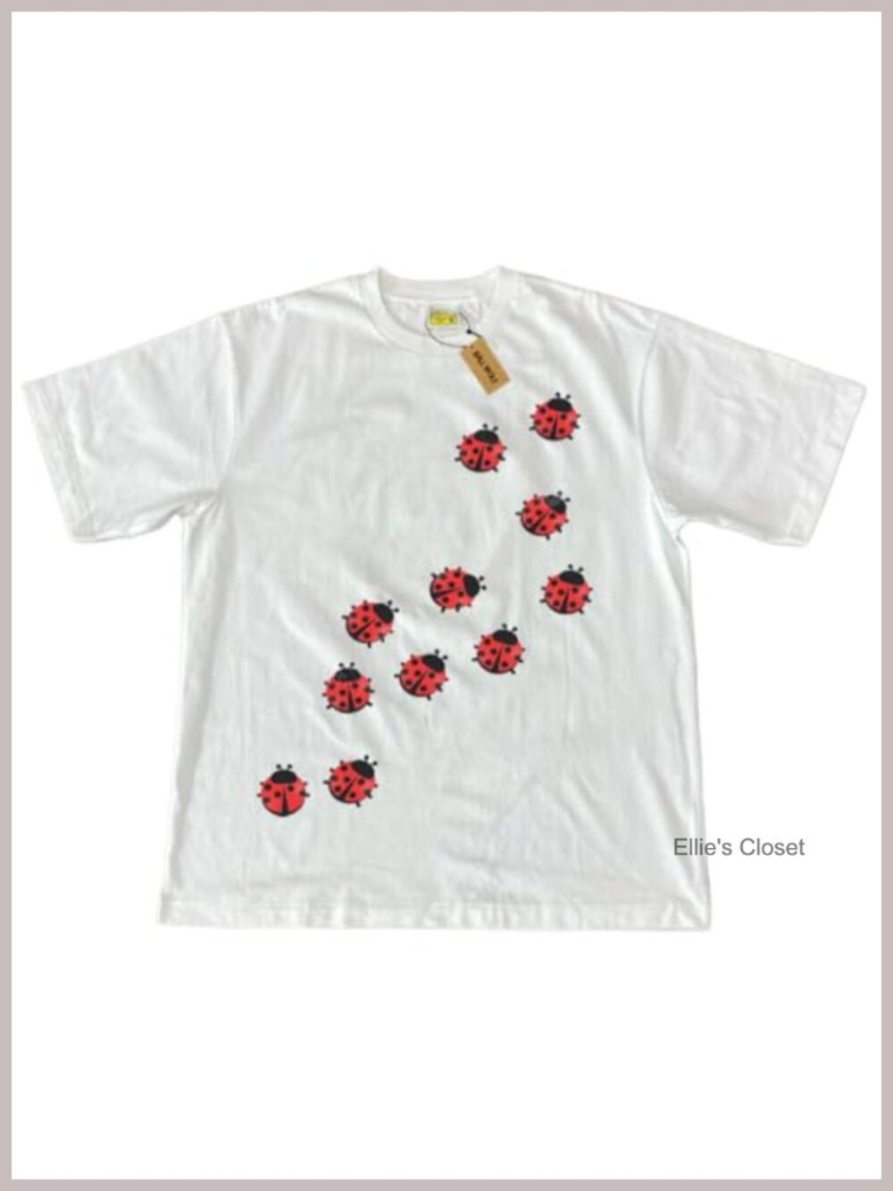 Oversized Ladybug Graphic Tee Y2K Whimsical Cotton Blend